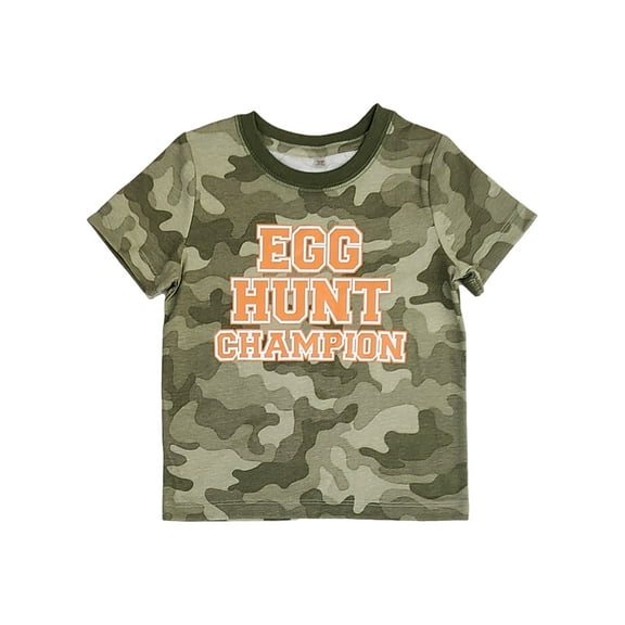 Toddler Boys Green Camo Easter Egg Hunt Champion Short Sleeve Tee T-Shirt 3T