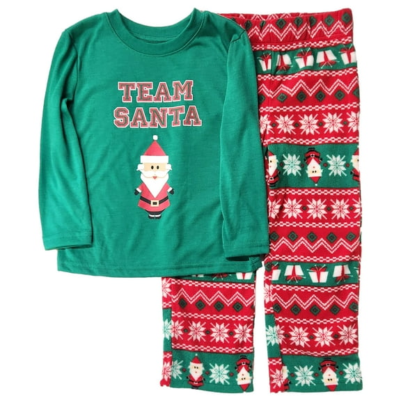 Toddler Boys Green Team Santa Shirt & Pants Christmas Pajamas 4T