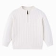 thumbnail image 1 of Toddler Boys Half-Zip Cable Knit Sweater, Stand Collar Long Sleeve Pullover, Winter Warm Top 5-6 Years, 1 of 5