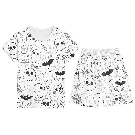 Toddler Boys Halloween Pajamas Set Color Your Own Toddler Pajamas Long Sleeve 2 Piece Pajamas Set for Boys and Girls Festival Gifts for Pajama Party 3-4 Years