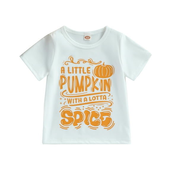 Toddler Boys Halloween Thanksgiving T-shirt Short Sleeve Pumpkin/Turkey Print Loose Tops