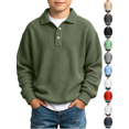 thumbnail image 1 of Toddler Boys Henley Sweatshirts Long Sleeve Waffle Knit Tops Button Down Pullover Casual Fall Winter Thermal Basic Shirts Clothes School Wear, 1 of 10