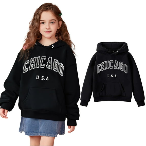 Toddler Boys Hoodie Chicago City Letter Print Hoodies Long Sleeve Pullover Tops Winter Clothes Toddler Boys Clothes 3-4 Years Kids Clothes