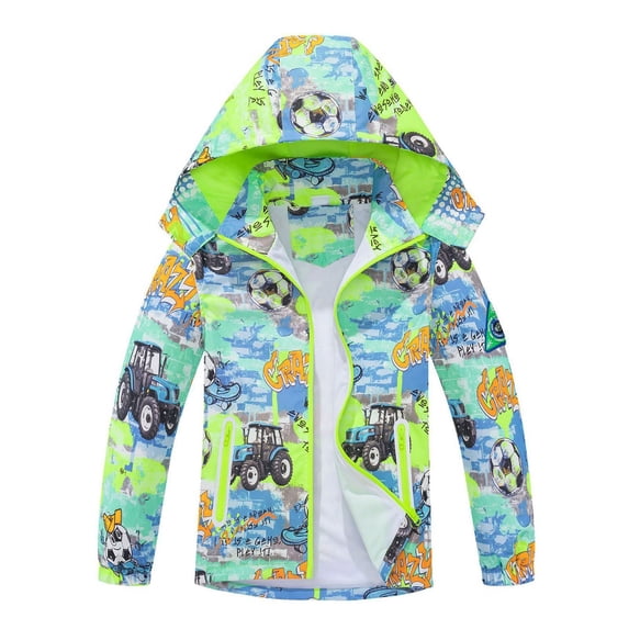 Toddler Boys Hoodie Jacket Windbreaker Jacket with Detachable Hood for Kids Outdoor Casual School Wear Lightweight Raincoat for Fall Winter Coat Size 3-4T
