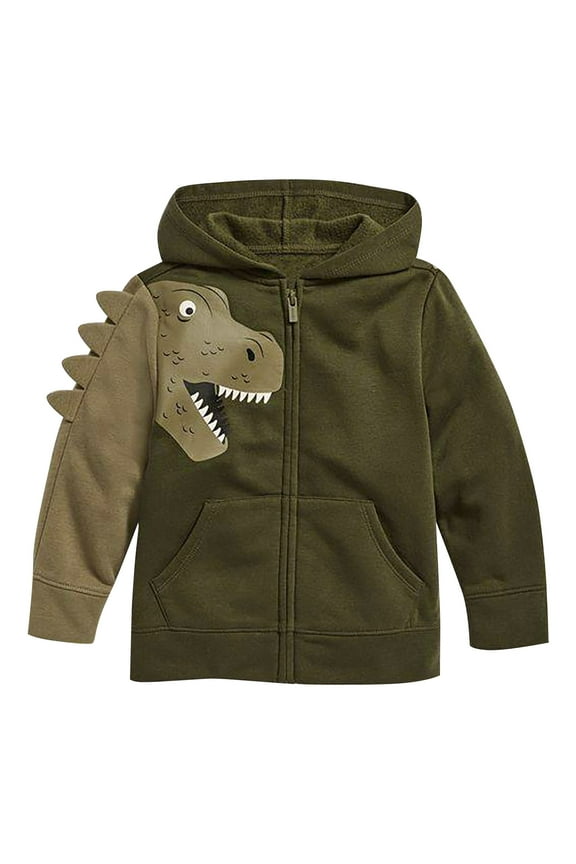 Toddler Boys Hoodie Jackets Cartoon Dinosaur Zipper Long Sleeve Spring Fall Hooded Sweatshirt Coat for Kids