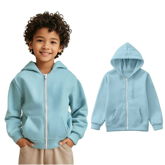 Toddler Boys Hoodie Zip up Long Sleeve Hooded Sweatshirt Top Sky Blue Hoodie with Pocket kids Winter Clothes Little Girl Clothes3T