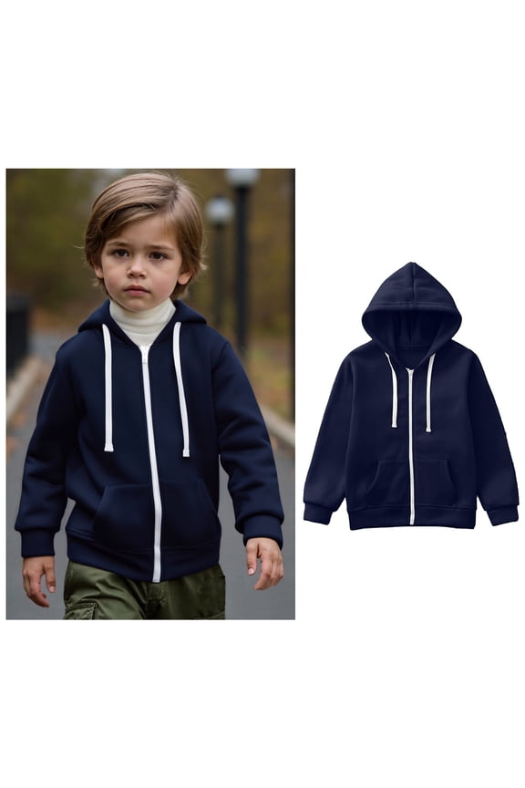 Toddler Boys Hoodies Casual Long Sleeve Zip up Sweatshirts Jackets Navy Hooded with Pocket Fall Winter Clothes Little Girl Clothes3T