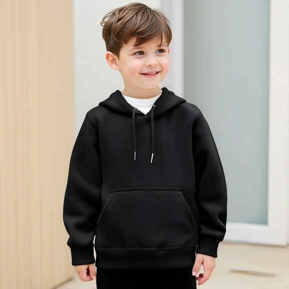 Toddler Boys Hoodies Long Sleeve Pullover Hoodies Top Black Hooded Winter Clothes 3T Girls Clothes