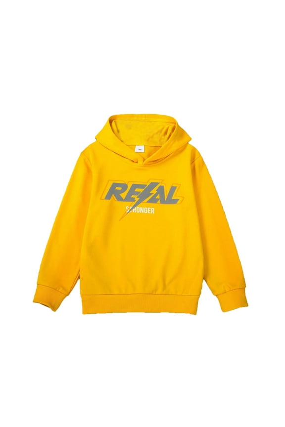 Toddler Boys Hoodies Sweatshirts Knit Pullover With Reflective Print Long Sleeve Casual Wear Clothing Yellow Size 4-5T