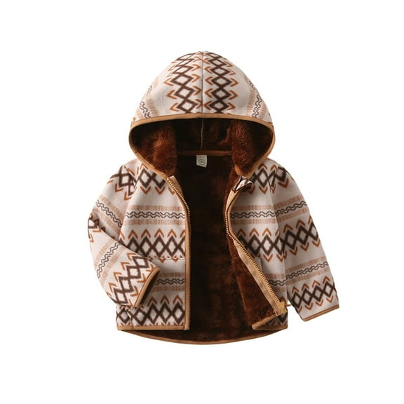Toddler Boys Jacket Kids Warm Zip Up Outerwear Soft Pullover Fall Winter Casual Wear Clothes Coffee Size 4-5T