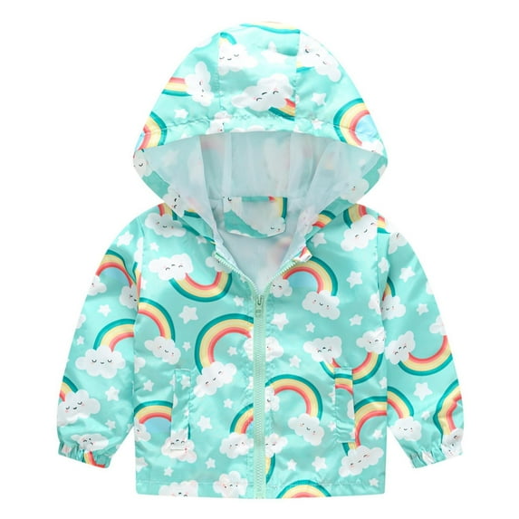 Toddler Boys Jacket Print Windproof Autumn Zipper Kids Hooded Coat Size 18-24 Months