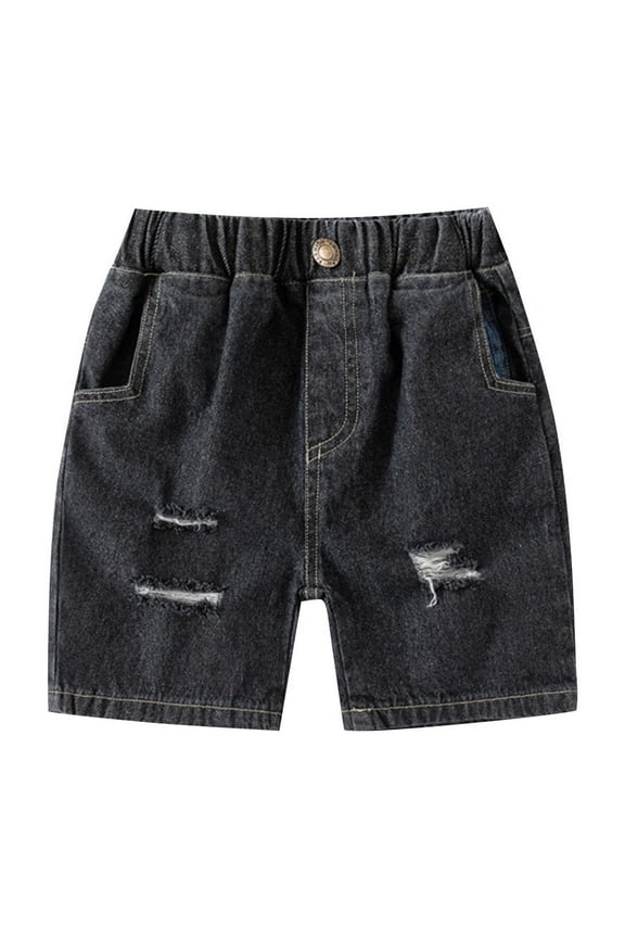 Toddler Boys Jean Shorts Ripped Denim Shorts Summer Elastic Waist Shorts for Kids 2-8 Years