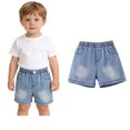 thumbnail image 1 of Toddler Boys Jeans Shorts Elastic Waist Loose Denim Shorts with Pockets Baby Boys' Shorts 18-24 Months, 1 of 9