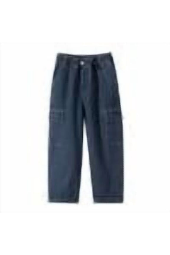 Toddler Boys Kids Child Teens Summer Denim Straight Leg Cargo Pants With Pockets Wide Legs Jeans Pants Daily Wear size 5-6T
