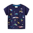 thumbnail image 1 of Toddler Boys' Kids Luminous Dinosaurs Short Sleeve T Shirts Cotton Cartoon Tops For Kids Dark Blue, 1 of 8