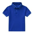 thumbnail image 1 of Toddler Boys Kids Polo Tops Short Sleeve Polo Collar Polo School Uniform Shirt Solid Color Polo Shirt Dark Blue,12-18M Boys Tank Tops, 1 of 4