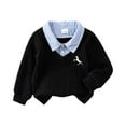 thumbnail image 1 of Toddler Boys Knit Pullover Sweater with Embroidered Animal Detail and Contrast Collar for Casual Wear, 1 of 6
