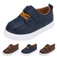 thumbnail image 1 of Toddler Boys Leather Casual Slip On Sneakers Adjustable Hook and Loop Walking Shoes Non Slip Lightweight Flat Daily Dress Shoes, 1 of 8