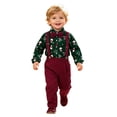 thumbnail image 1 of Toddler Boys Long Sleeve Cartoon Print T-Shirt Top with Suspenders Pants Set, Christmas Gentleman Outfit for Kids Formal Occasions, 1 of 5