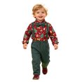thumbnail image 1 of Toddler Boys Long Sleeve Cartoon Print T-Shirt Top with Suspenders Pants Set, Christmas Gentleman Outfit for Kids Formal Occasions, 1 of 5