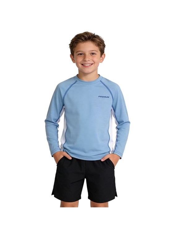 Toddler Boys Long Sleeve Rash Guard Swim Shirts Athletic Compression Tops Quick Dry UPF 50+ Sun Protection Swimwear for Kids Outdoor Sports Surfing Beach Wear, Size 5T