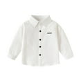 thumbnail image 1 of Toddler Boys Long Sleeve Shirt Casual Kids Top Solid Color Embroidered Dress Shirt Boys Fall Spring Clothing White Size 3-4T, 1 of 4