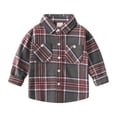 thumbnail image 1 of Toddler Boys Long Sleeve Shirts Plaid Fashion Casual Boys Shirts With Pockets Button Down Sweatshirts Fall Winter Kids Clothing Red 5-6 Years, 1 of 4