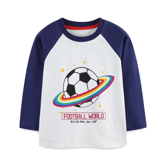 Toddler Boys Long Sleeve Tops Football Print Casual Shirt Kids Sportswear Fall Winter Season