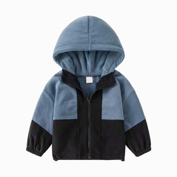 Toddler Boys Long Sleeve Winter Warm Outwear Hoodie Jacket Coat Patchwork Color Zipper,Patchwork Zip Jacket 3-4 Years