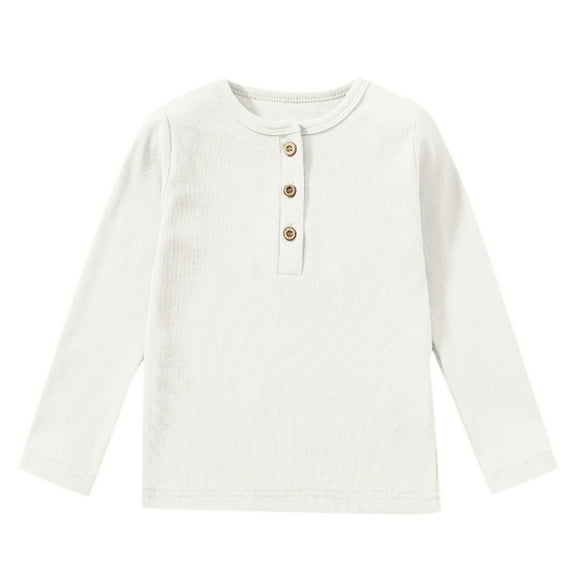Toddler Boys Long Sleeved T Shirt Kids Baby Ribbed T-Shirt Tops Casual Versatile Tshirt