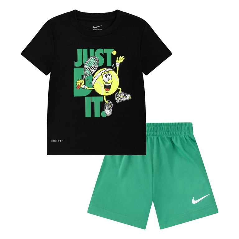 Toddler Boys Nike Dri FIT Just Do It. Baseball Sportball Graphic Tee and Shorts Set Color Green Size 3T Walmart