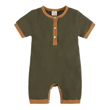 Toddler Boys One-Pieces Summer Outfit Cotton Ribbed Romper Short Sleeve Playsuit Cute Bodysuit