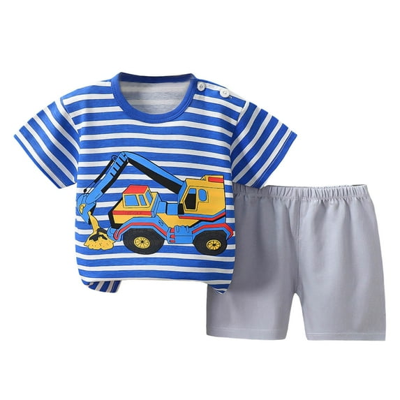 Toddler Boys Outfit Set Size 3 Years-4 Years Baby Clothes Set Cartoon T-Shirt Tops Shorts Summer Outfits Toddler Boy Outfit Gibobby(18-24 Months,Blue)