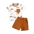 thumbnail image 1 of Toddler Boys Outfit Set Size 3 Years-4 Years Baby Clothes Set Cartoon T-Shirt Tops Shorts Summer Outfits Toddler Boy Outfit Gibobby(3-6 Months,Khaki), 1 of 9