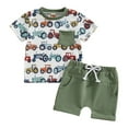 thumbnail image 1 of Toddler Boys Outfit Set Size 3 Years-4 Years Baby Clothes Set Cartoon T-Shirt Tops Shorts Summer Outfits Toddler Boy Outfit Gibobby(6-12 Months,White), 1 of 6