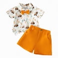 thumbnail image 1 of Toddler Boys Outfit Set for Easter Short Sleeve Button-Down Shirt Tops with Solid Shorts Set Baby Boy Easter Clothes, 1 of 6