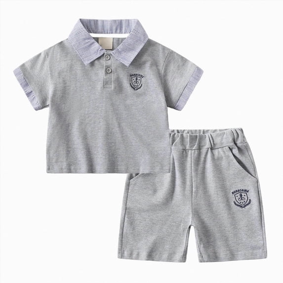 Toddler Boys Outfit Sets 6-12 Months 12-24 Months 2t 3t 4t 5t 6t 7t Children Children Soft Short Sleeve T Shirts Tops + Shorts Casual Two Piece Summer Kids Boys Outfits Sets(Grey,4-5 Years)