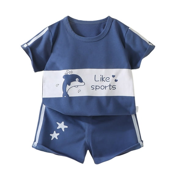 Toddler Boys Outfit Sets Cartoon Dinosaur Prints Short Sleeved T-Shirt Tops And Shorts Set Kids Boys Summer Cute Outfit Sets，2Piece，18 -24 Months