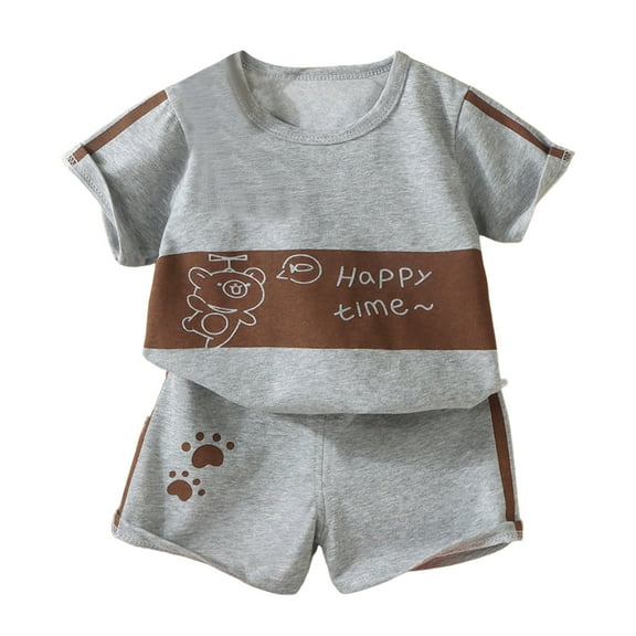 Toddler Boys Outfit Sets Cartoon Dinosaur Prints Short Sleeved T-Shirt Tops And Shorts Set Kids Boys Summer Cute Outfit Sets，2Piece，6 -12 Months