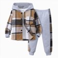 thumbnail image 1 of Toddler Boys Outfit Sets Casual Kids Fall Winter Clothes Long Sleeve Plaid Hoodies and Sweatpants 3T 4T 5T 6T 7T Toddeler Boys Winter Clothes,Grey,5 Years, 1 of 9