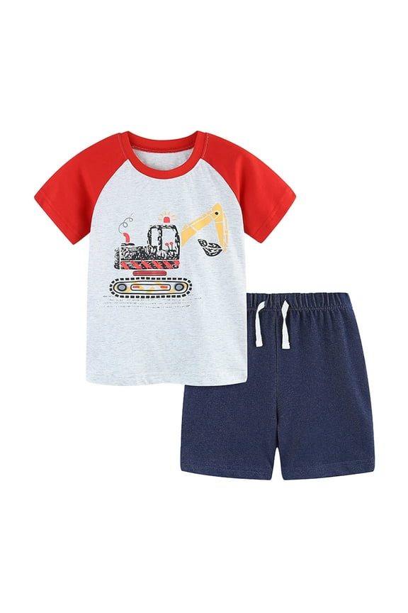 Toddler Boys Outfit Sets Crew Neck Airplane Printed Short Sleeved T-Shirt And Shorts Set Kids Boy Trendy Loose And Comfortable Outfit Sets,2Piece,2 -3 Years