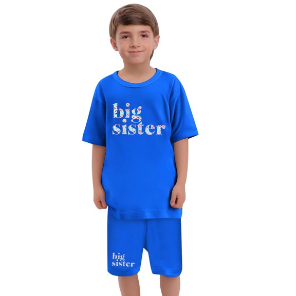 Toddler Boys Outfit Sets Letter Printed Short Sleeve T-Shirt And Short Set Athleisure Daily Children Boys Outfit Sets，2Piece，7 -8 Years