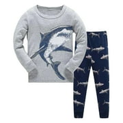 JIANJIA Toddler Boys Outfit Sets Pajamas Shark Print Long Sleeve Top With Pants Cotton 2 Piece Pj'S Sleepwear Children Kids Clothes Cute Outwear