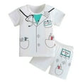 thumbnail image 1 of Toddler Boys Outfit Sets Round Neck Doctor'S Uniform Print Printing Short Sleeve T-Shirt And Shorts Set Kid Boys Trendy Loose Outfit Sets,2Pice，4 -5 Years, 1 of 4