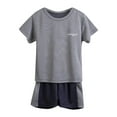 thumbnail image 1 of Toddler Boys Outfit Sets Short Sleeve Patchwork Color Breathable Mesh Tops Shorts 2Pcs Sports Outfits Clothes Set For 3-4 Years, 1 of 3