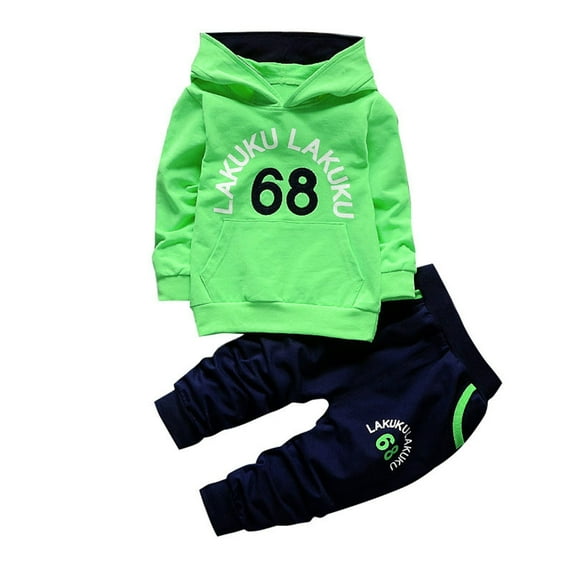 Toddler Boys Outfit Sets Spring Autumn Winter Numbers Printed Long Sleeve Top With Pants Casual Fashion Hoodie Children Kids Clothes Cute Outwear