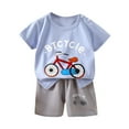 thumbnail image 1 of Toddler Boys Outfit Sets, Summer Short Sleeve Two Piece T-shirts and Shorts Set White Size 1t 2t 3t 4t 5t 6t Gibobby(18-24 Months,Sky Blue), 1 of 3