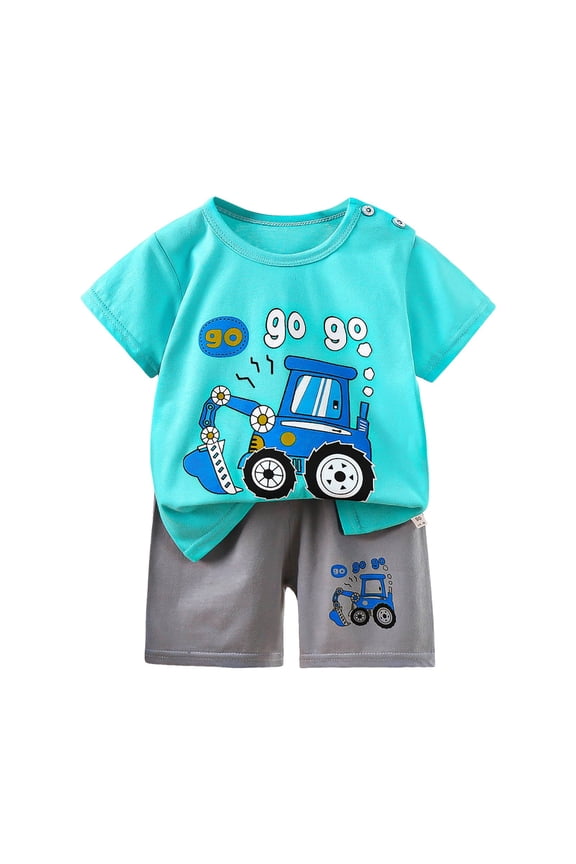 Toddler Boys Outfit Sets, Summer Short Sleeve Two Piece T-shirts and Shorts Set White Size 1t 2t 3t 4t 5t 6t Gibobby(3-4 Years,Mint Green)