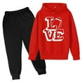 thumbnail image 1 of Toddler Boys Outfit Sets Sweatshirt Football Letter Print Hoodie Pants Casual Two Piece Fashion Trendy Children Kids Clothes Holiday Wear, 1 of 3