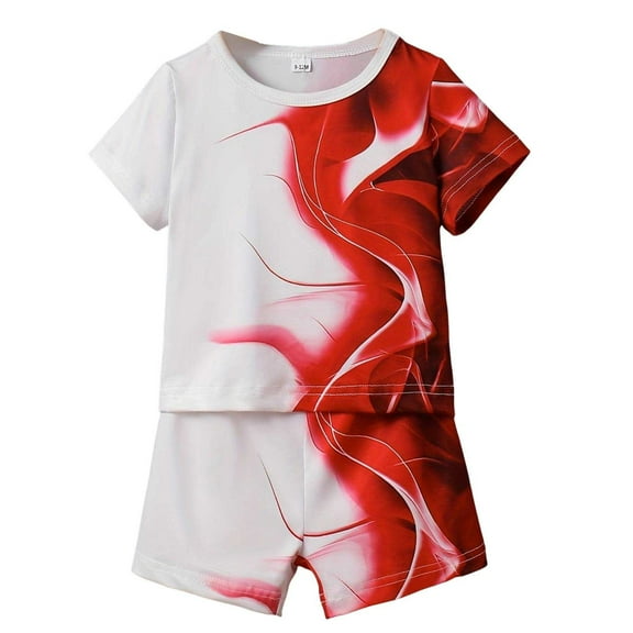 Toddler Boys Outfit Sets Tie Dye Print Short Sleeve T-Shrit Tops And Shorts Set Summer Stylish Playtime And Outdoor Outfit Sets，2Piece，18 -24 Months